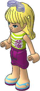 _Figure Friends Stephanie with Magenta Wrap-around Skirt, Lime Top with White Stripes, Sunglasses _Figure Friends Stephanie with Magenta Wrap-around Skirt, Lime Top with White Stripes, Sunglasses