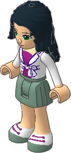 _Figure Friends Emma with Sand Green Pleated Skirt, Magenta Top with White Jacket _Figure Friends Emma with Sand Green Pleated Skirt, Magenta Top with White Jacket