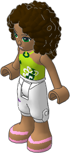 _Figure Friends Andrea with White Cropped Trousers, Lime Halter Neck Top _Figure Friends Andrea with White Cropped Trousers, Lime Halter Neck Top