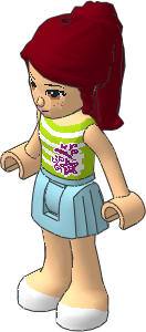 _Figure Friends Mia with Light Blue Pleated Skirt, Lime Top with White Stripes _Figure Friends Mia with Light Blue Pleated Skirt, Lime Top with White Stripes