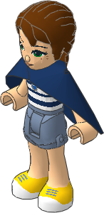 _Figure Friends Emily Jones with Sand Blue Shorts, White Top with Blue Stripes, Dark Blue Cape _Figure Friends Emily Jones with Sand Blue Shorts, White Top with Blue Stripes, Dark Blue Cape