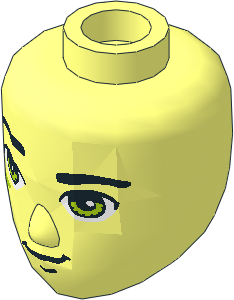 Figure Friends Male Head with Lime Eyes, Slight Smile and Lime Elves Tribal Pattern