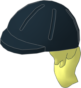 Figure Friends Hair Long with Ponytail, Side Bangs and Black Horse Riding Helmet Pattern