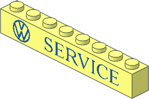 Brick 1 x 8 with VW Logo and "SERVICE" Pattern Brick 1 x 8 with VW Logo and "SERVICE" Pattern
