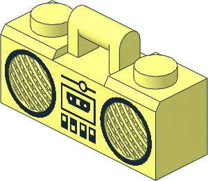 Minifig Boombox  1 x  3 x  1 with Black Rimmed Speakers, Cassette Player and Switches Pattern