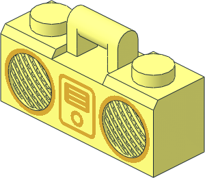 Minifig Boombox  1 x  3 x  1 with Metallic Gold Rimmed Speakers and Digital Music Player Pattern