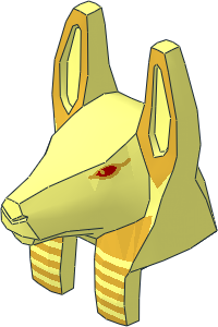 Minifig Headdress Anubis Guard w. Gold Eye and Stripes Pattern Minifig Headdress Anubis Guard w. Gold Eye and Stripes Pattern