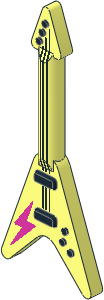 Minifig Electric Guitar V Shape with Black Strings, DkPink Lightning Pattern Minifig Electric Guitar V Shape with Black Strings, DkPink Lightning Pattern