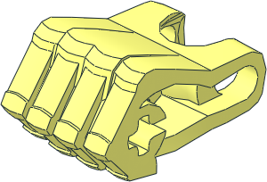 Constraction Hand Clenched with Four Fingers and Axle Hole