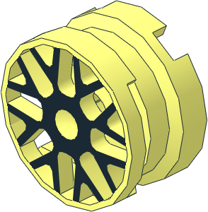 Wheel Rim  6.4 x 11 with  8 Y-Shaped Spokes and Black Pattern