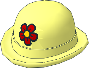 Minifig Hat Bowler with Red Flower with Yellow Centre Pattern Minifig Hat Bowler with Red Flower with Yellow Centre Pattern
