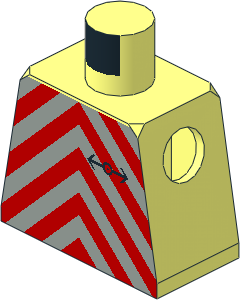 Minifig Torso with Train Logo and Red Diagonal Stripes Pattern