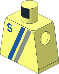 Minifig Torso with "S" Logo Grey / Blue Pattern