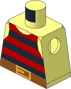 Minifig Torso with Pirate Stripes Red/Black Pattern