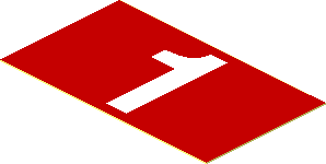 Sticker  1.1 x  1.9 with White Number "1" on Red Background