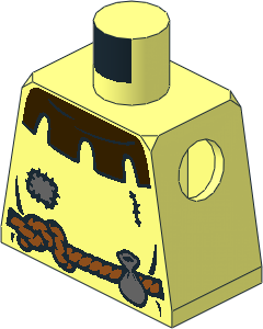 Minifig Torso with Dark Brown Collar, Patch, Rope Belt and Pouch without Back Pattern