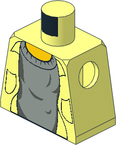 Minifig Torso HP with Jacket and Light Grey Sweater Pattern