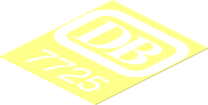 Sticker  2.4 x  2 with White German Railways Logo and "7725"