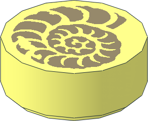Tile  1 x  1 Round with Dark Tan Ammonite Fossil Pattern