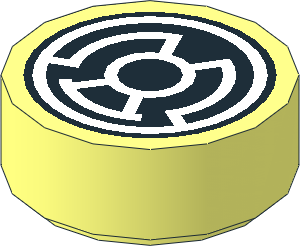 Tile  1 x  1 Round with White Sinestro Logo Pattern