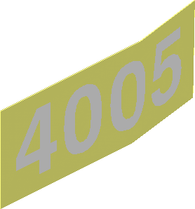 Sticker  1.1 x  2.9 with White "4005" on Transparent Background (Formed for Boat Stern Left Side)