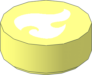 Tile  1 x  1 Round with White Fire Element Pattern