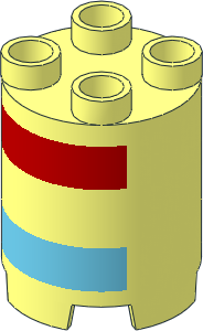 Duplo Brick Round  2 x  2 x  2 with Red and Medium Azure Stripes Pattern