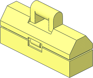 Minifig Toolbox  1 x  3 with Handle and Classic Space Logo on Back Pattern