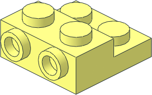 Plate  2 x  2 x  0.667 with Two Studs On Side and Two Raised with Closed Understud