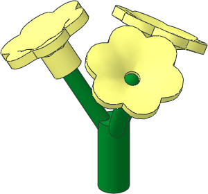 Plant Flower Stem with Bar Green with 3 Flowers with 6 Rounded Petals Plant Flower Stem with Bar Green with 3 Flowers with 6 Rounded Petals