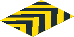 Sticker  1.7 x  1.3 with  3 Yellow/Black Chevrons Upwards