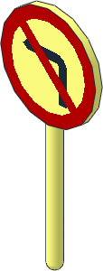 Roadsign Round Small without Base with No Left Turn Pattern