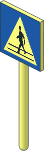 Roadsign Square Small without Base with Ped. Crossing Pattern