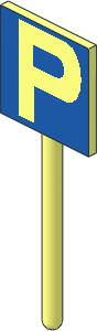 Roadsign Square Small without Base with Parking Pattern