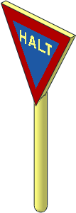 Roadsign Triangular Inverted without Base with "HALT" Pattern Roadsign Triangular Inverted without Base with "HALT" Pattern