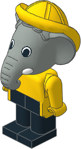 _Figure Fabuland Elephant  2 w Body Yellw/Yellw/Blk Sou'wester