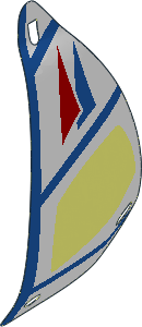 Sail  6 x 12 Triangular with Blue and Red Triangles and Blue Lines Pattern (Formed Shape 2)