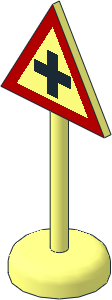 Roadsign Triangular with Round Base with Cross Intersection Pattern