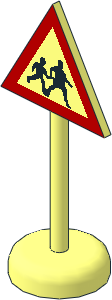 Roadsign Triangular with Round Base with Pedestrians Pattern Roadsign Triangular with Round Base with Pedestrians Pattern