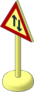 Roadsign Triangular with Round Base with 2-way Traffic Pattern Roadsign Triangular with Round Base with 2-way Traffic Pattern