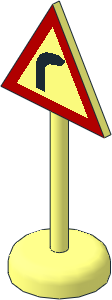 Roadsign Triangular with Round Base with Right Bend Pattern Roadsign Triangular with Round Base with Right Bend Pattern