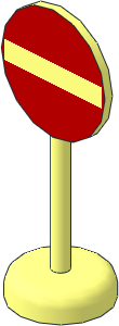 Roadsign Round with Round Base with No Entry Pattern Roadsign Round with Round Base with No Entry Pattern