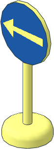 Roadsign Round with Round Base with Turn Left Pattern Roadsign Round with Round Base with Turn Left Pattern