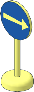 Roadsign Round with Round Base with Turn Right Pattern Roadsign Round with Round Base with Turn Right Pattern