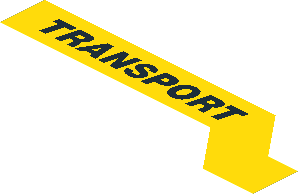 Sticker  2.4 x  8.0 with Black "TRANSPORT" on Yellow Background Right