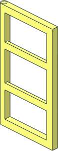 ~Door  1 x  4 x  6 with 3 Panes and Stud Handle - Frame