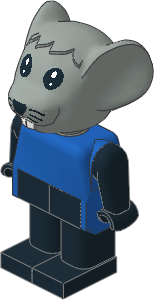 _Figure Fabuland Mouse  1 Grey with Body Blue/Black/Black