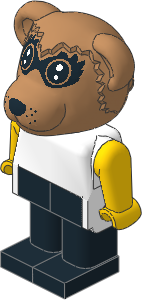 _Figure Fabuland Raccoon  2 with Body White/Yellow/Black