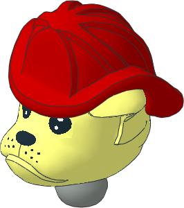 Figure Fabuland Bulldog Head 1 w Neck and Red Fireman Helmet Figure Fabuland Bulldog Head 1 w Neck and Red Fireman Helmet