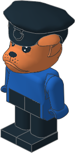 _Figure Fabuland Bulldog 1 Brown Blue/Blue/Black with Police Hat _Figure Fabuland Bulldog 1 Brown Blue/Blue/Black with Police Hat